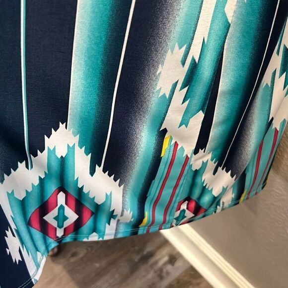 #212 R.Rouge Aztec printed sleeveless cover-up/guardian size XL - Picture 8 of 11